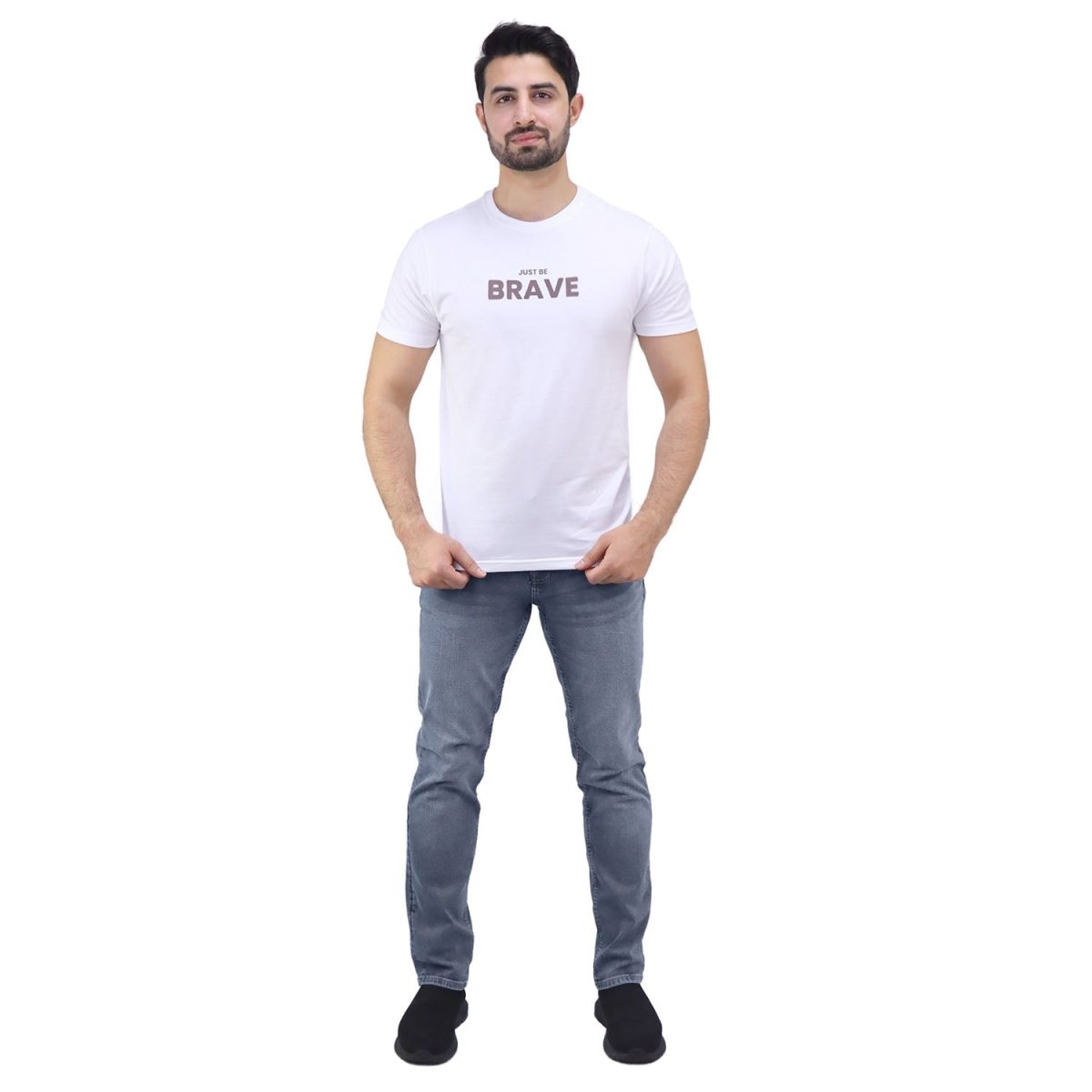 Giordano Men's Cotton Jersey Crew Neck Slim Fit Message Print Tee - Premium Print Tee