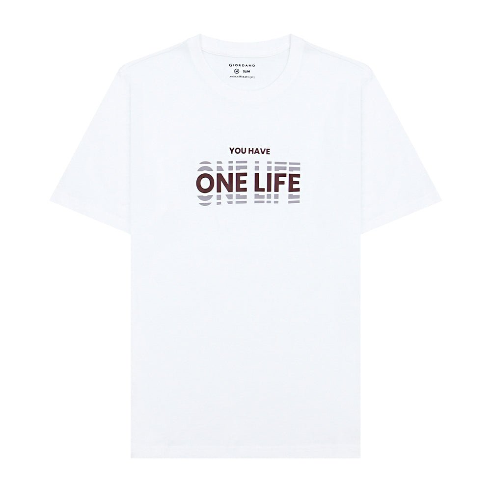 Giordano Men's Cotton Jersey Crew Neck Slim Fit Message Print Tee - Premium Print Tee