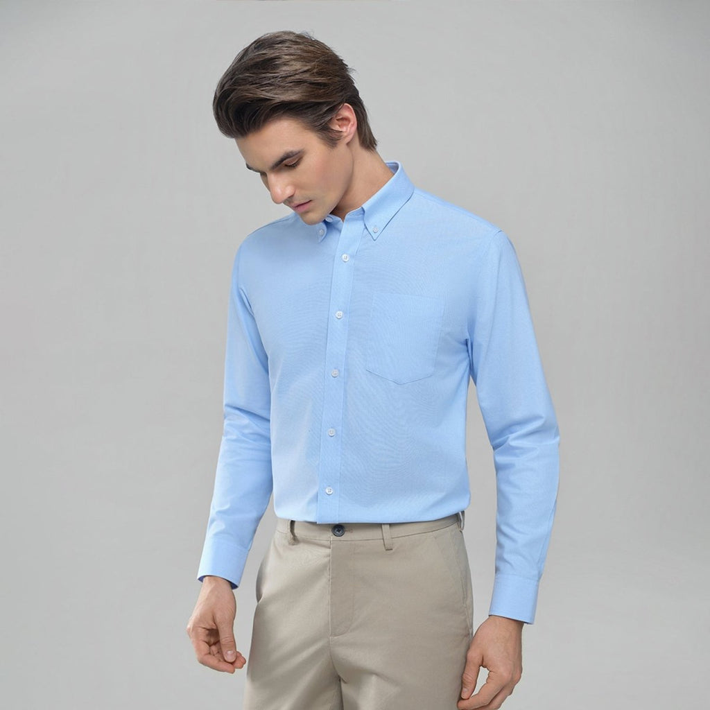 Giordano Men's Cotton Long-Sleeve Wrinkle-Free Shirt - Premium Shirts