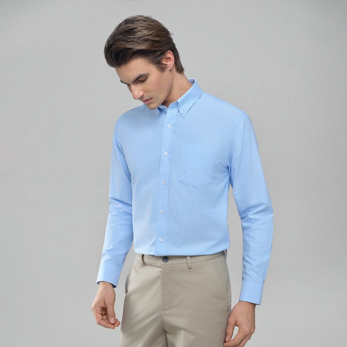 Giordano Men's Cotton Long-Sleeve Wrinkle-Free Shirt - Premium Shirts