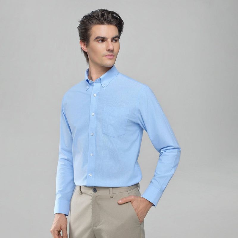 Giordano Men's Cotton Long-Sleeve Wrinkle-Free Shirt - Premium Shirts