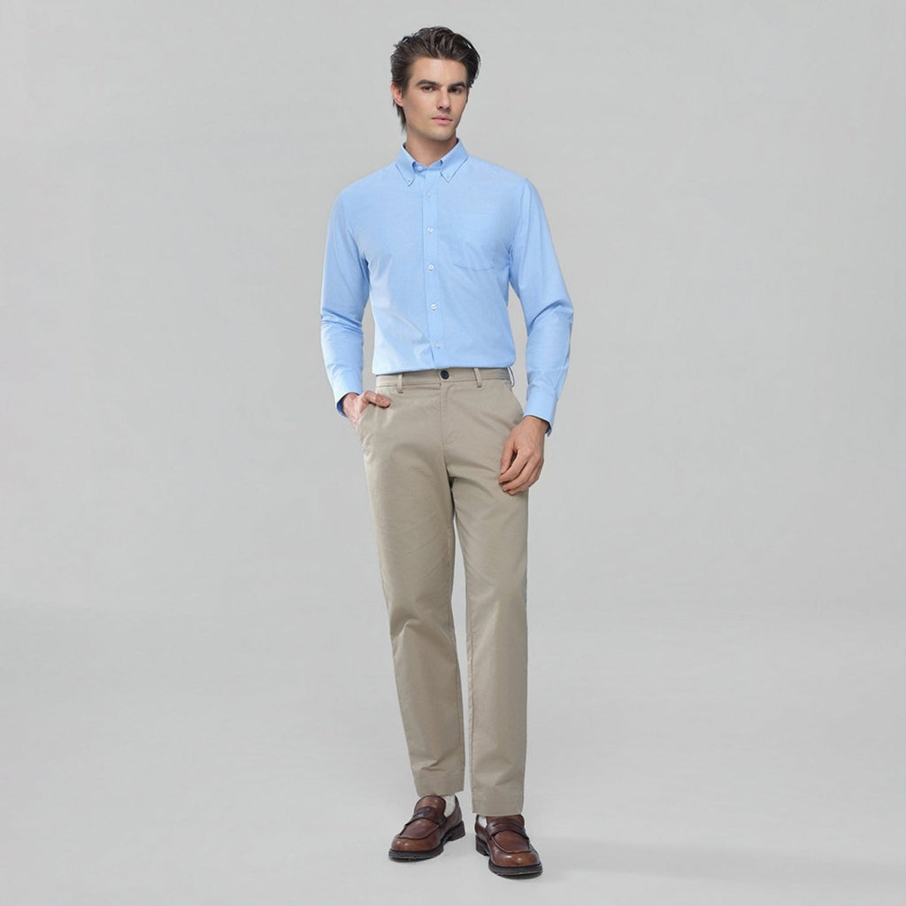 Giordano Men's Cotton Long-Sleeve Wrinkle-Free Shirt - Premium Shirts