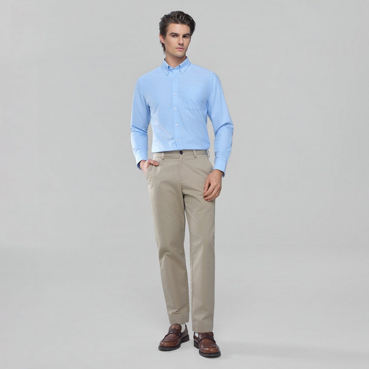 Giordano Men's Cotton Long-Sleeve Wrinkle-Free Shirt - Premium Shirts