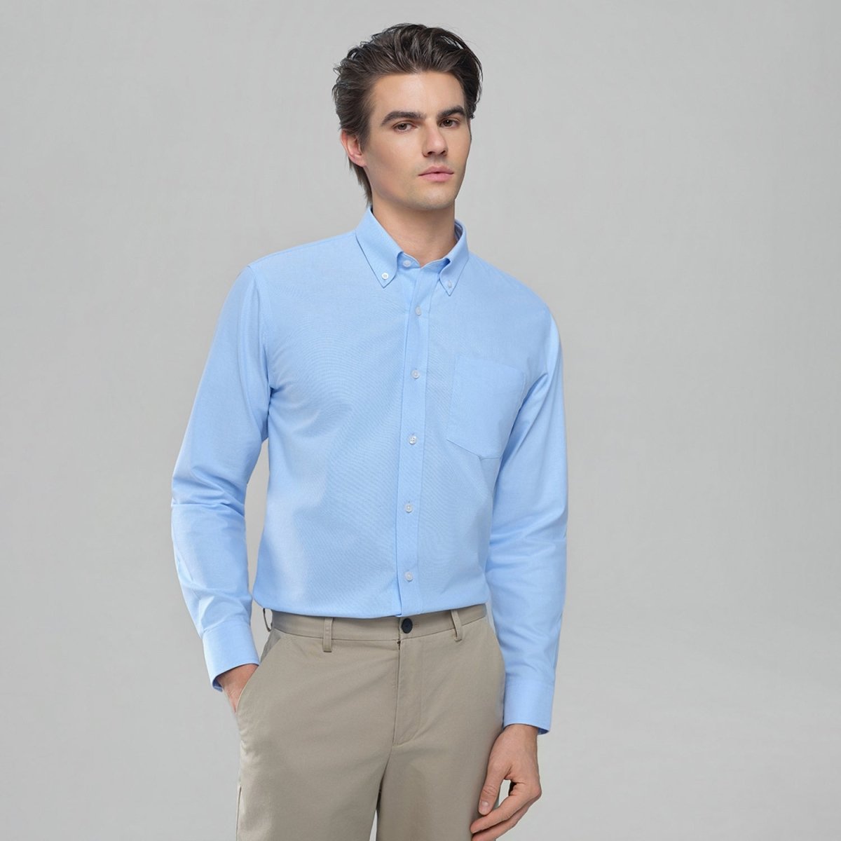 Giordano Men's Cotton Long-Sleeve Wrinkle-Free Shirt - Premium Shirts