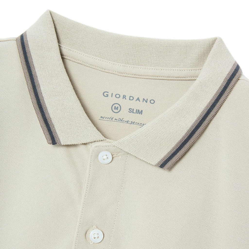 Giordano Men's Cotton Lycra Pique Polo - Slim Fit, Eagle Embroidery - Premium Polo