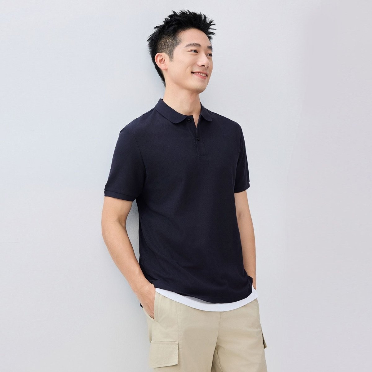 Giordano Men's Cotton Lycra Stretch Solid Polo Shirt - Premium Polo