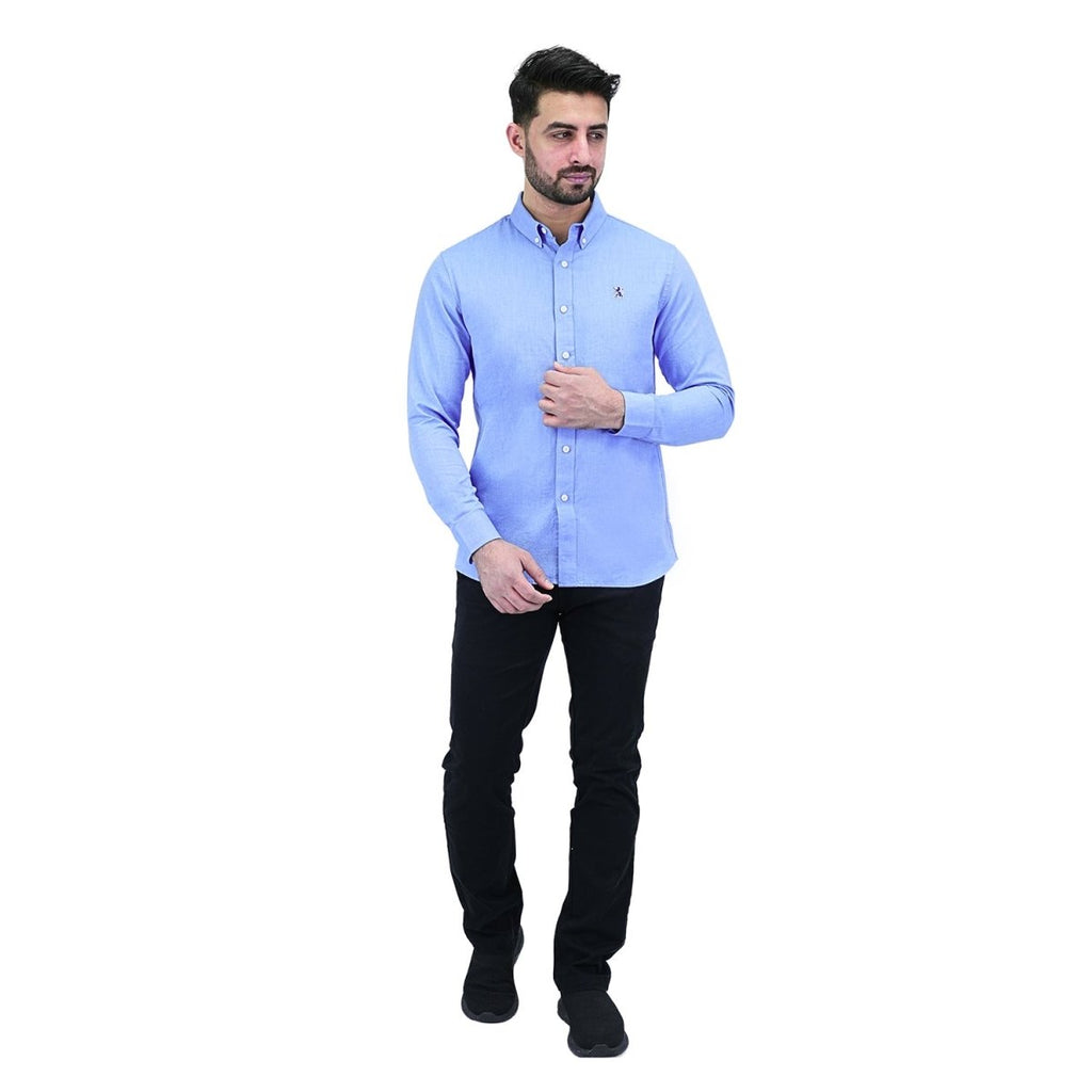 Giordano Men's Cotton Oxford Full Opening Long Sleeve Slim Fit Shirt - Premium Shirts
