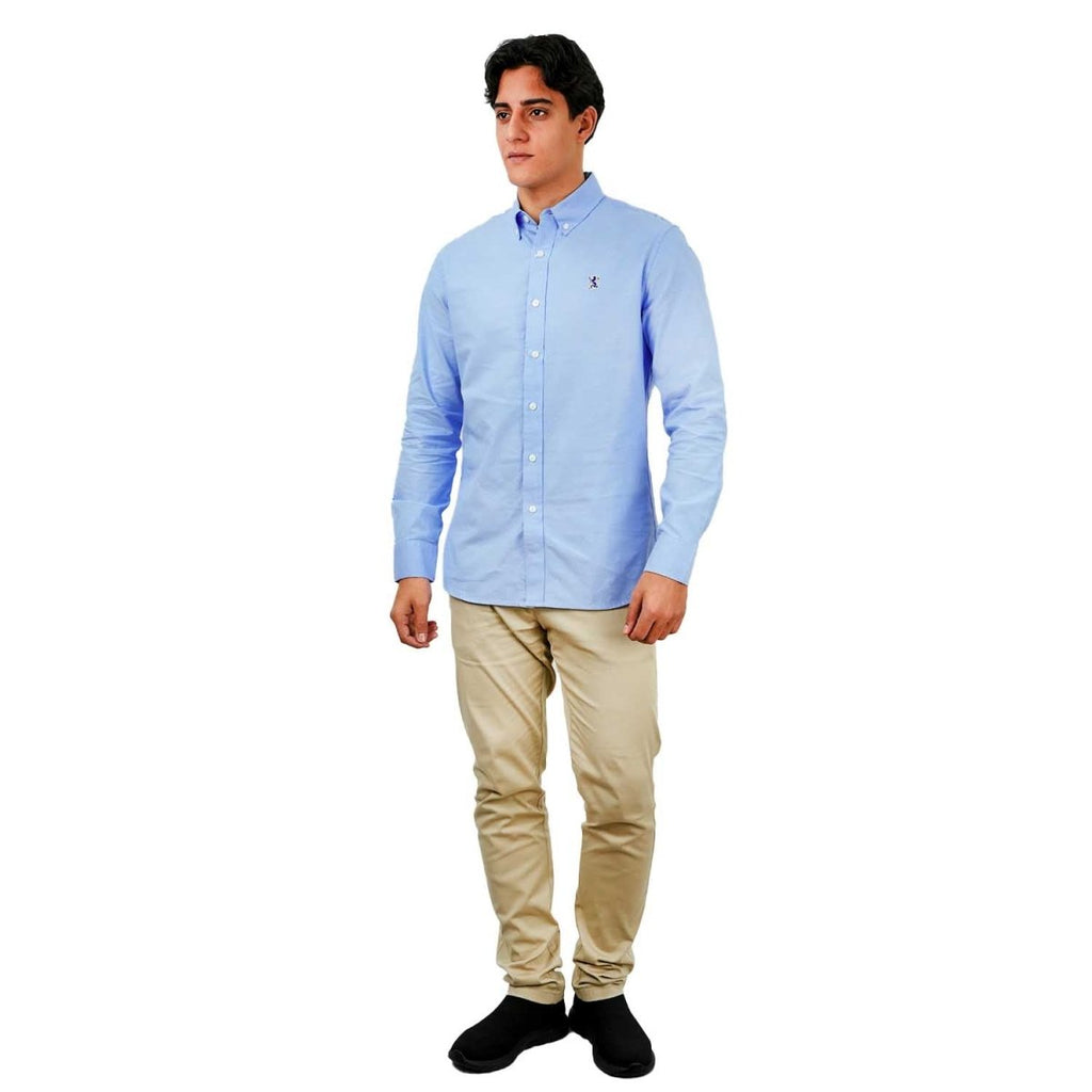 Giordano Men's Cotton Oxford Full Opening Long Sleeve Slim Fit Shirt - Premium Shirts