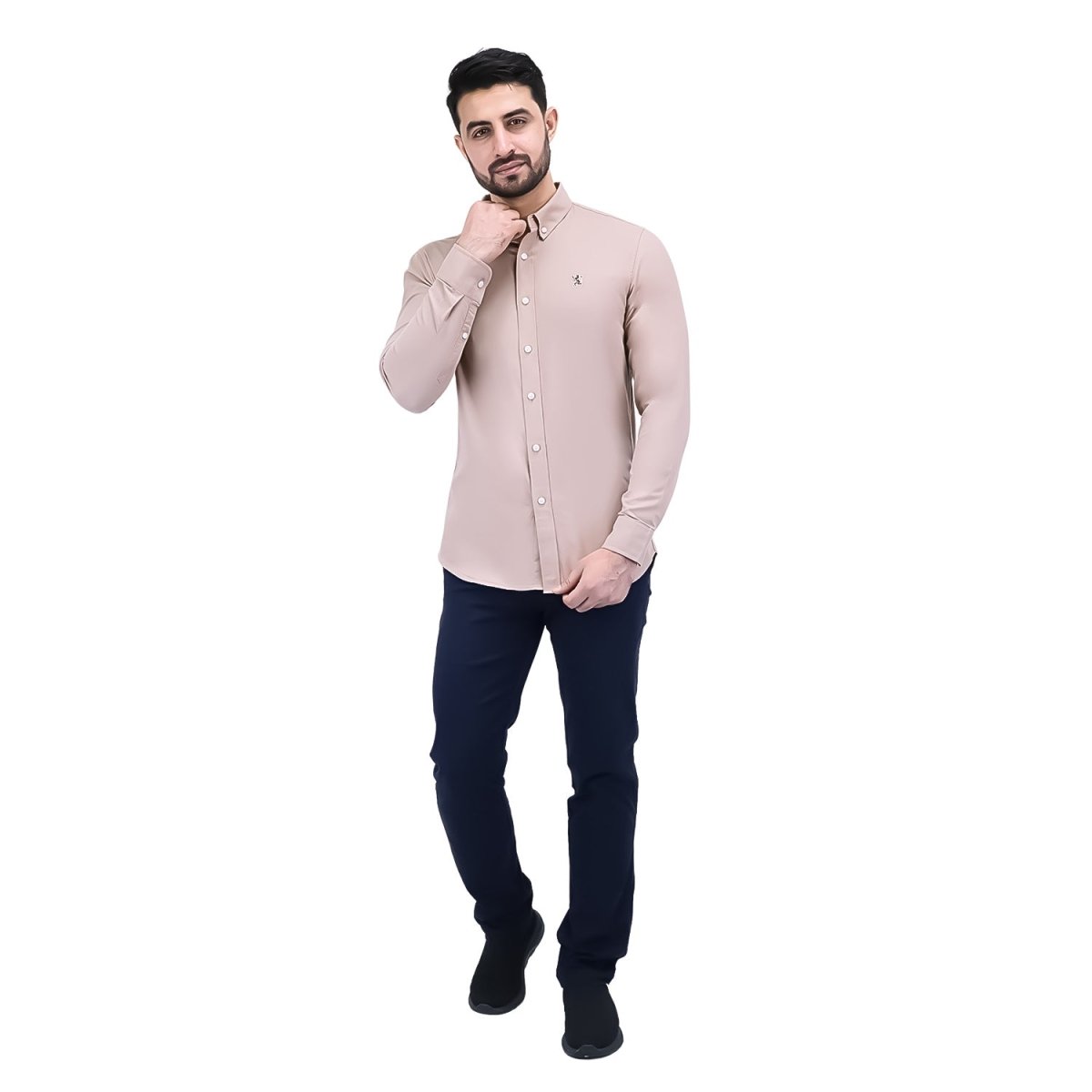 Giordano Men's Cotton Oxford Full Opening Long Sleeve Slim Fit Shirt - Premium Shirts