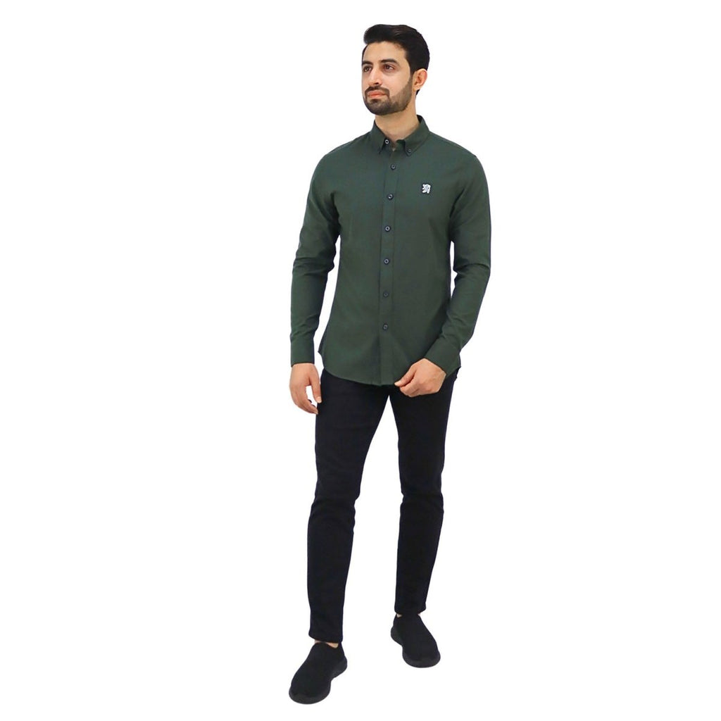 Giordano Men's Cotton Oxford Full Opening Long Sleeve Slim Fit Shirt - Premium Shirts