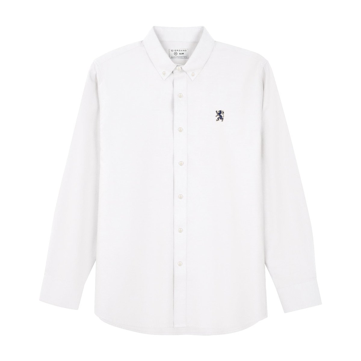 Giordano Men's Cotton Oxford Full Opening Long Sleeve Slim Fit Shirt - Premium Shirts