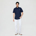 Giordano Men’s Cotton Oxford Slim Fit Short-Sleeve Shirt with Embroidery - Premium Shirts