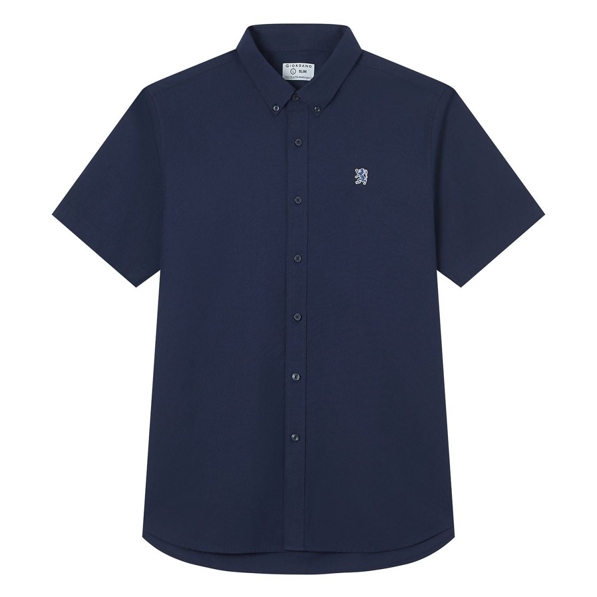 Giordano Men’s Cotton Oxford Slim Fit Short-Sleeve Shirt with Embroidery - Premium Shirts