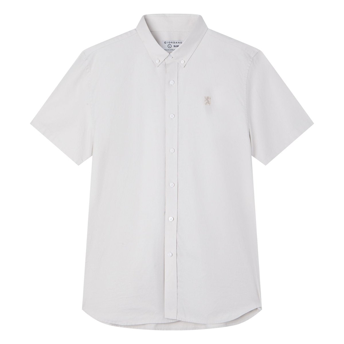 Giordano Men’s Cotton Oxford Slim Fit Short-Sleeve Shirt with Embroidery - Premium Shirts