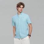 Giordano Men’s Cotton Oxford Slim Fit Short-Sleeve Shirt with Embroidery - Premium Shirts