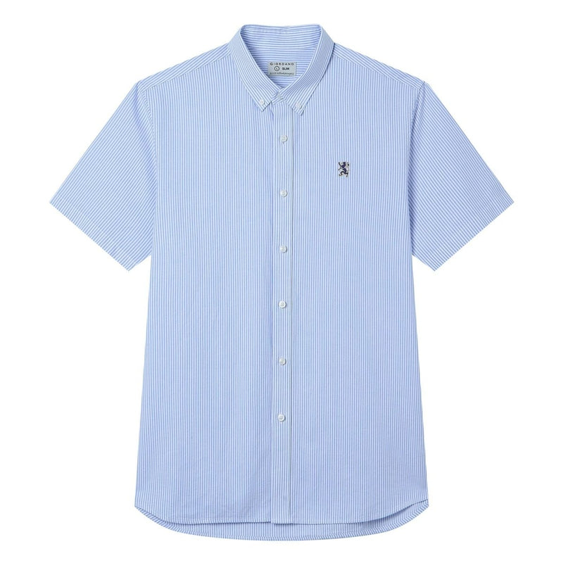 Giordano Men’s Cotton Oxford Slim Fit Short-Sleeve Shirt with Embroidery - Premium Shirts