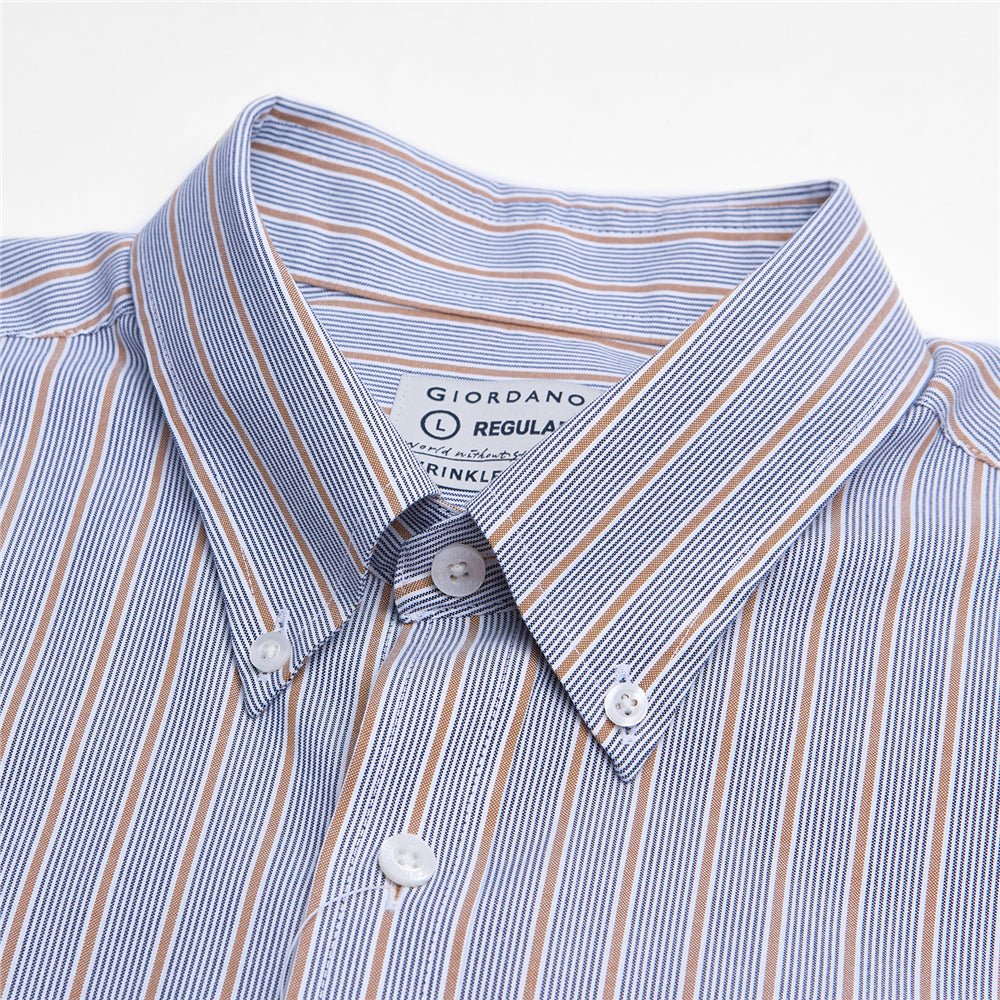 Giordano Men's Cotton Oxford Wrinkle Free Long-Sleeve Shirt - Premium Shirts