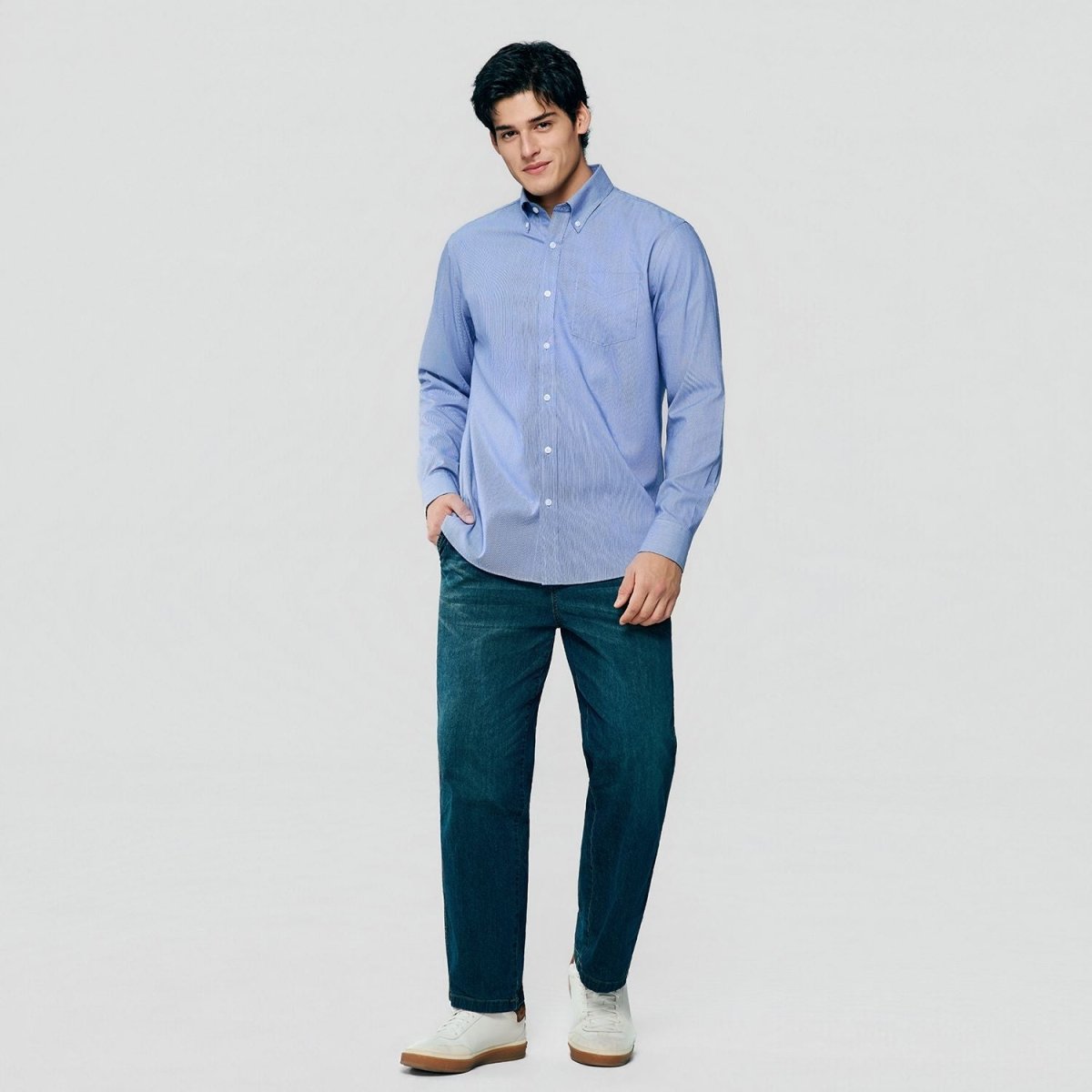 Giordano Men’s Cotton Oxford Wrinkle Free Long - Sleeve Shirt - first_variant_option_2 Premium Shirts for Giordano