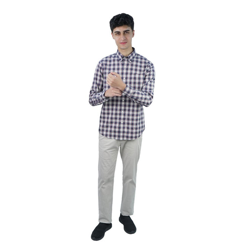 Giordano Men’s Cotton Oxford Wrinkle Free Long-Sleeve Shirt - Premium Shirts