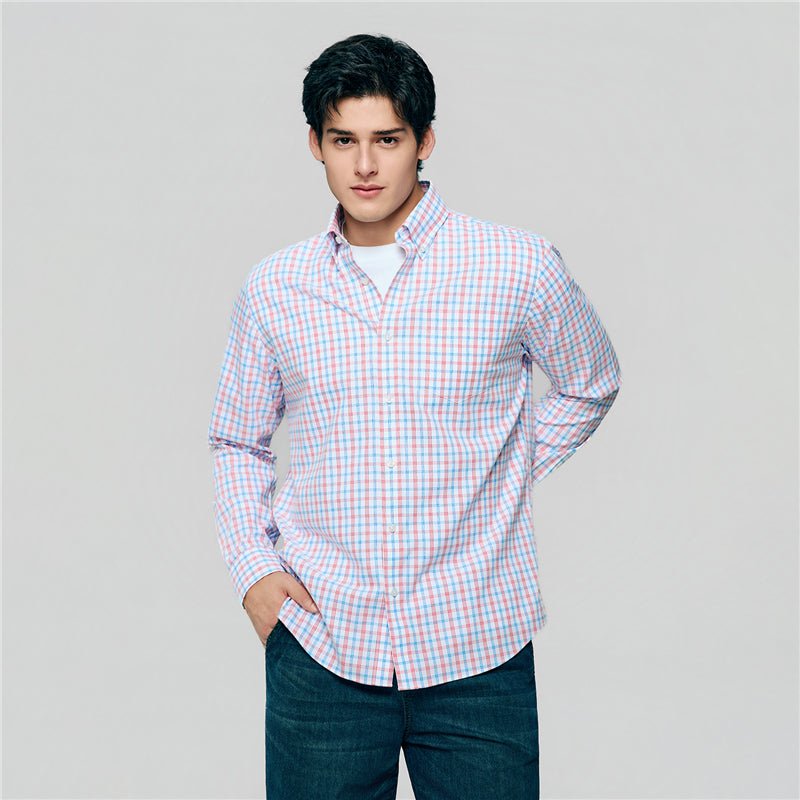 Giordano Men's Cotton Oxford Wrinkle Free Long - Sleeve Shirt - first_variant_option_2 Premium Shirt for Giordano