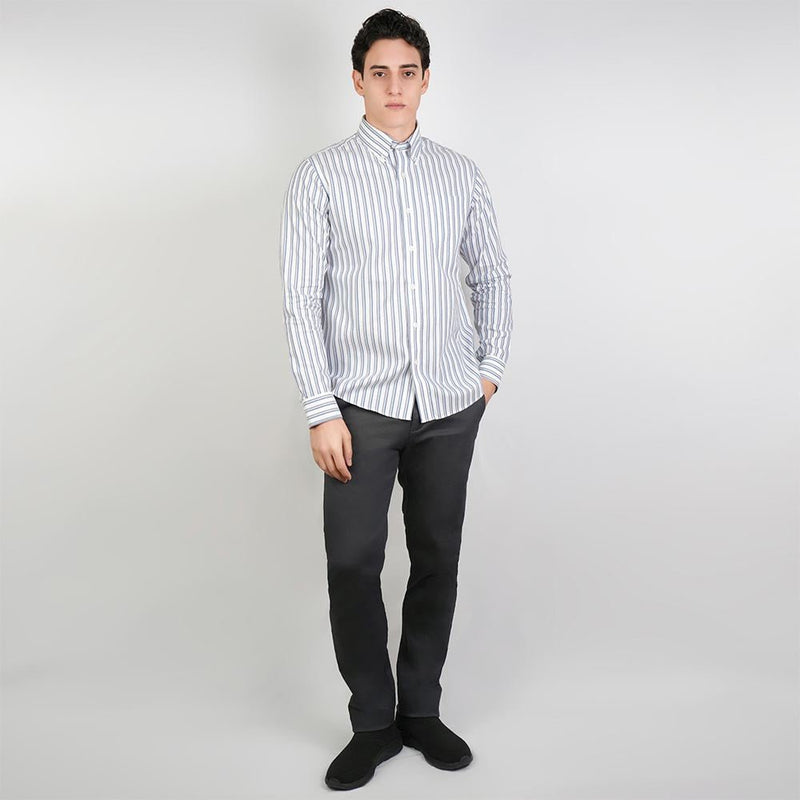 Giordano Men’s Cotton Oxford Wrinkle Free Long-Sleeve Shirt - Premium Shirts
