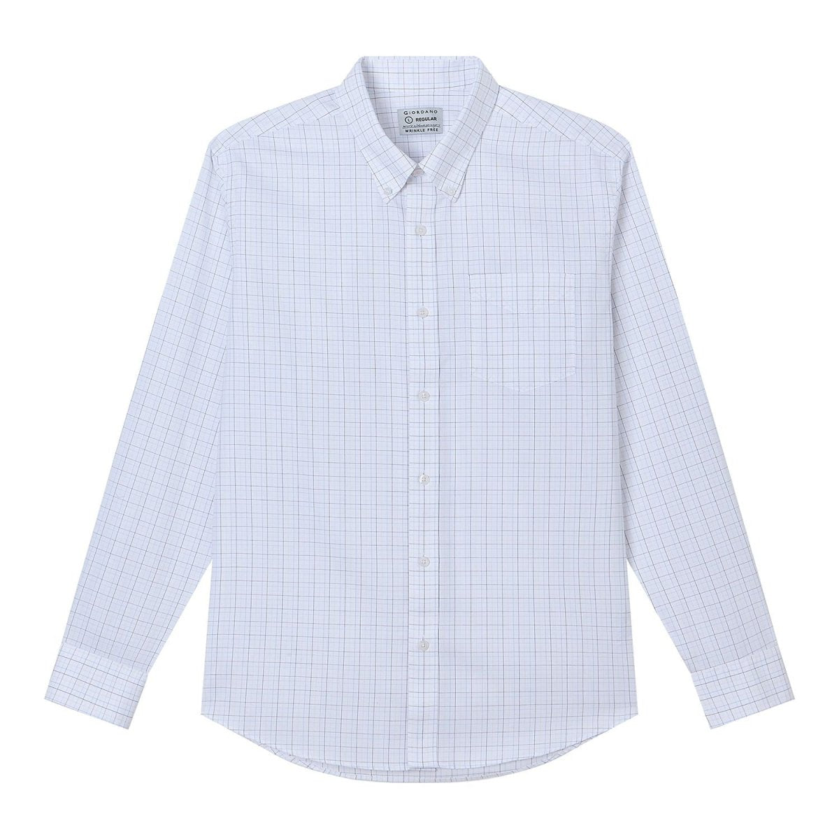 Giordano Men’s Cotton Oxford Wrinkle Free Long-Sleeve Shirt - Premium Shirts