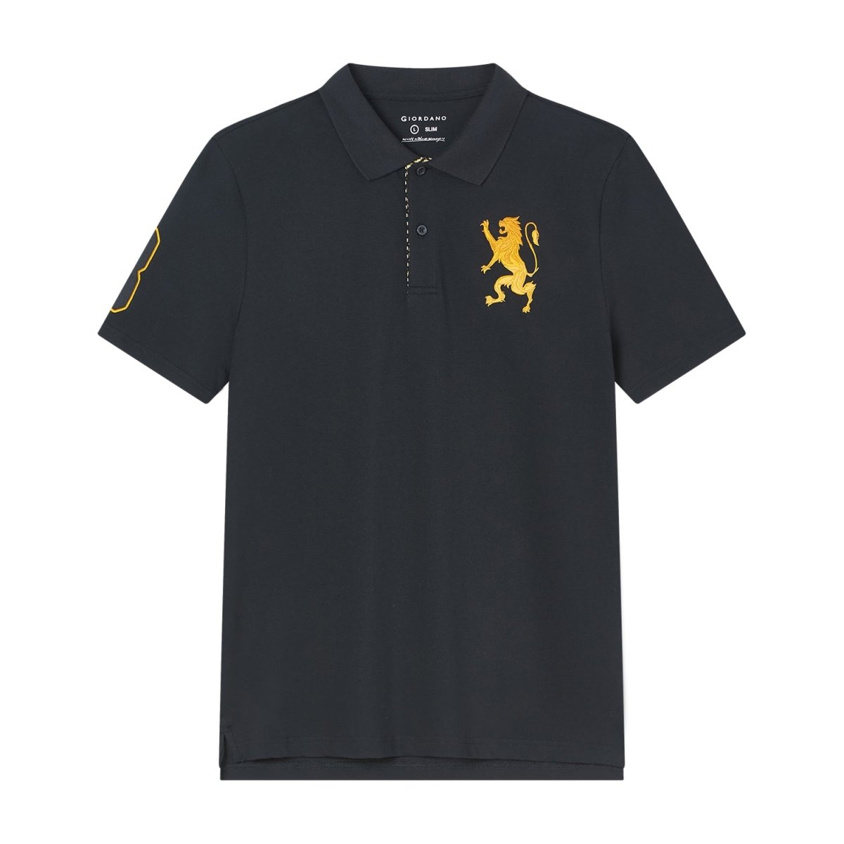 Giordano Men’s Cotton Pique Polo with 3D Lion Embroidery - first_variant_option_2 Premium Polo for Giordano