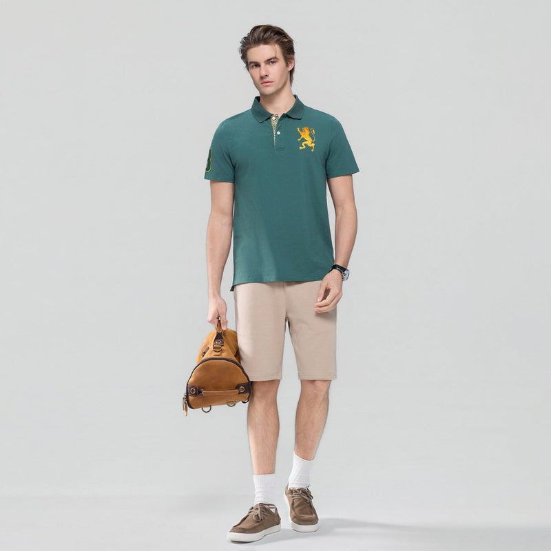 Giordano Men's Cotton Pique Polo with 3D Lion Embroidery - first_variant_option_2 Premium Polo for Giordano