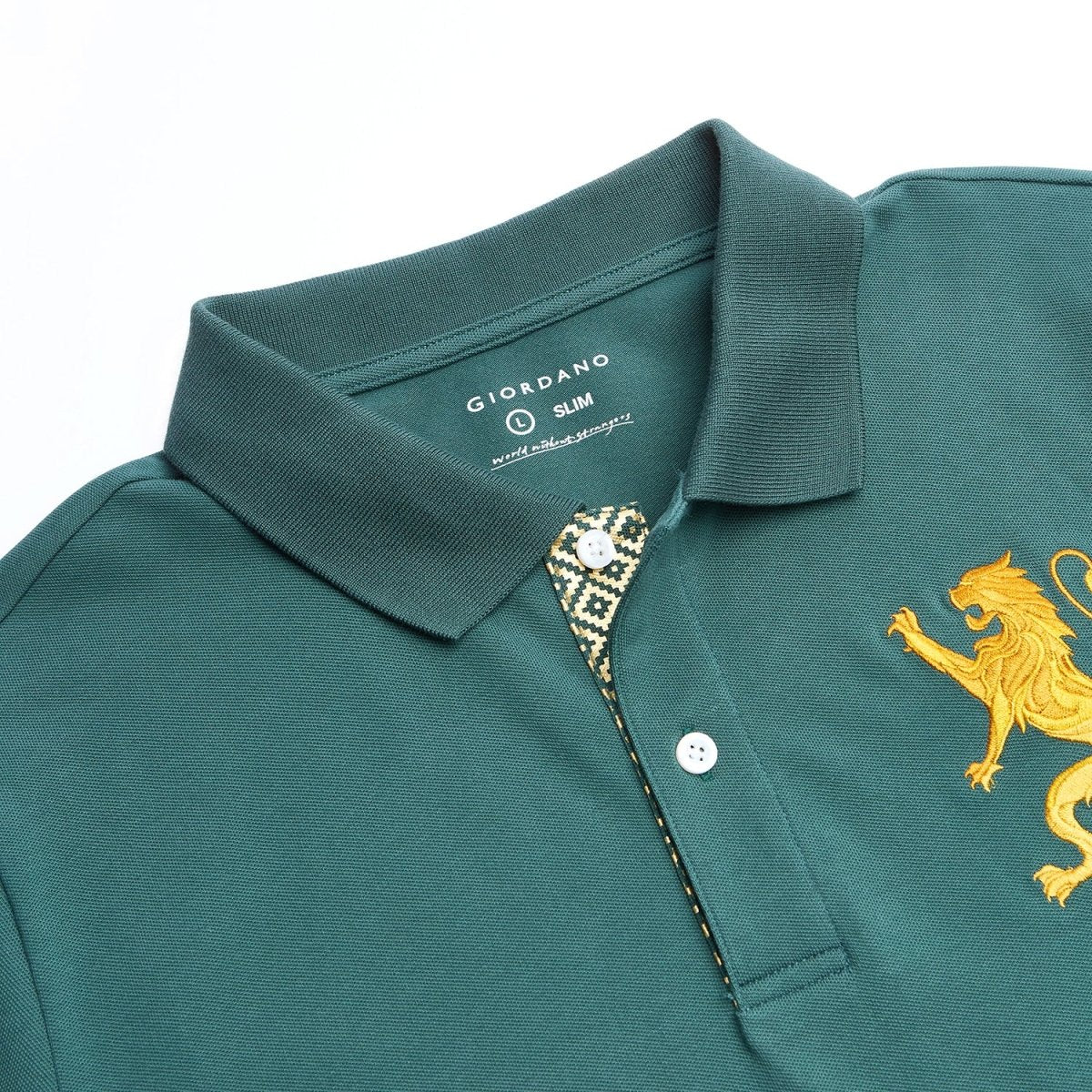 Giordano Men's Cotton Pique Polo with 3D Lion Embroidery - first_variant_option_2 Premium Polo for Giordano