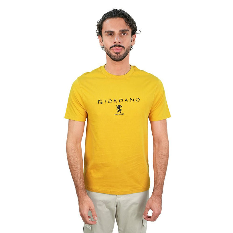Giordano Men's Cotton Signature Print Slim Fit Tee - first_variant_option_2 Premium Print Tee for Giordano