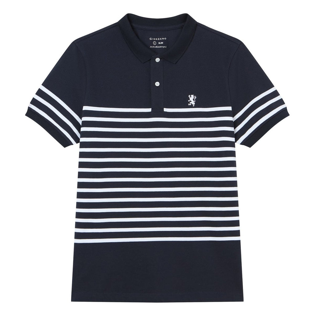 Giordano Men's Cotton Slim Fit Stripe Polo - first_variant_option_2 Premium Polo for Giordano