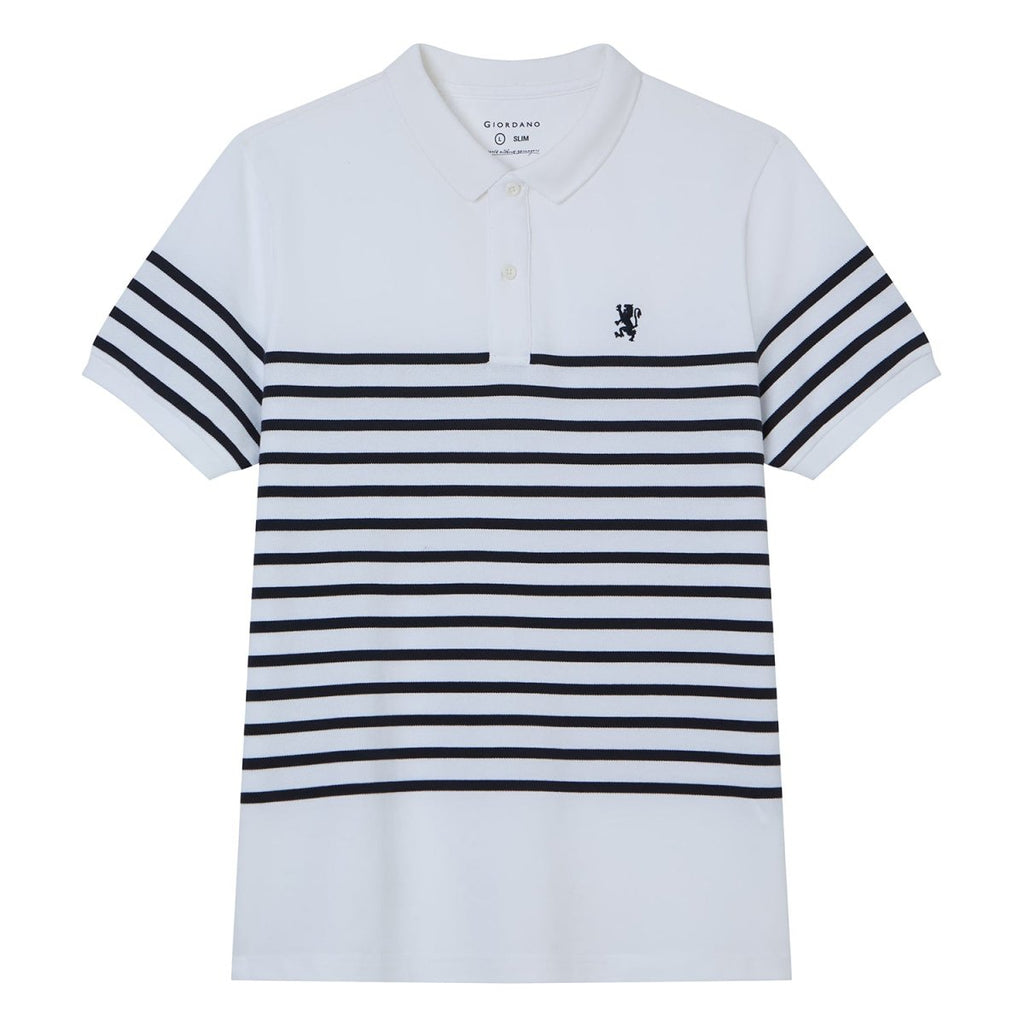 Giordano Men's Cotton Slim Fit Stripe Polo - first_variant_option_2 Premium Polo for Giordano