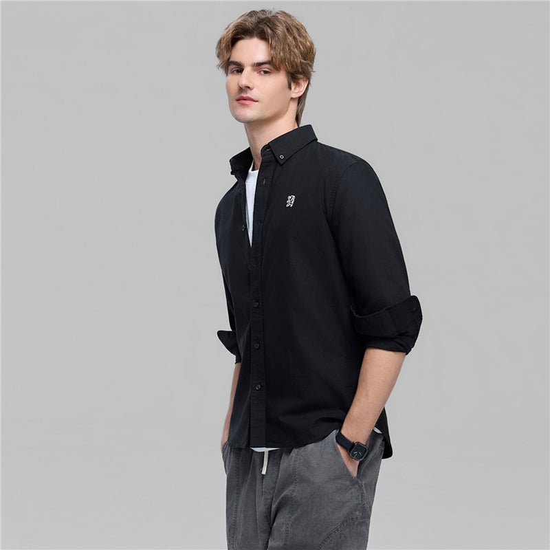 Giordano Men’s Cotton Slim Oxford Shirt with Embroidery - first_variant_option_2 Premium Shirts for Giordano