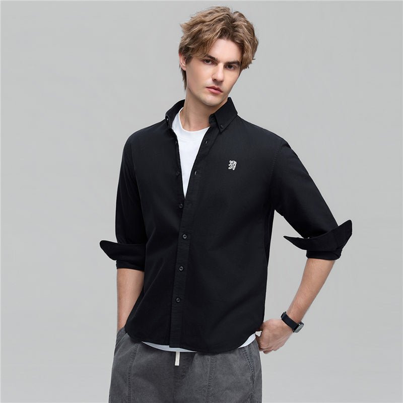 Giordano Men’s Cotton Slim Oxford Shirt with Embroidery - first_variant_option_2 Premium Shirts for Giordano