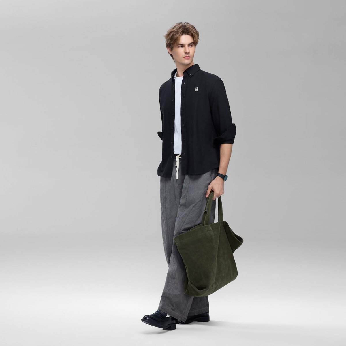 Giordano Men’s Cotton Slim Oxford Shirt with Embroidery - first_variant_option_2 Premium Shirts for Giordano