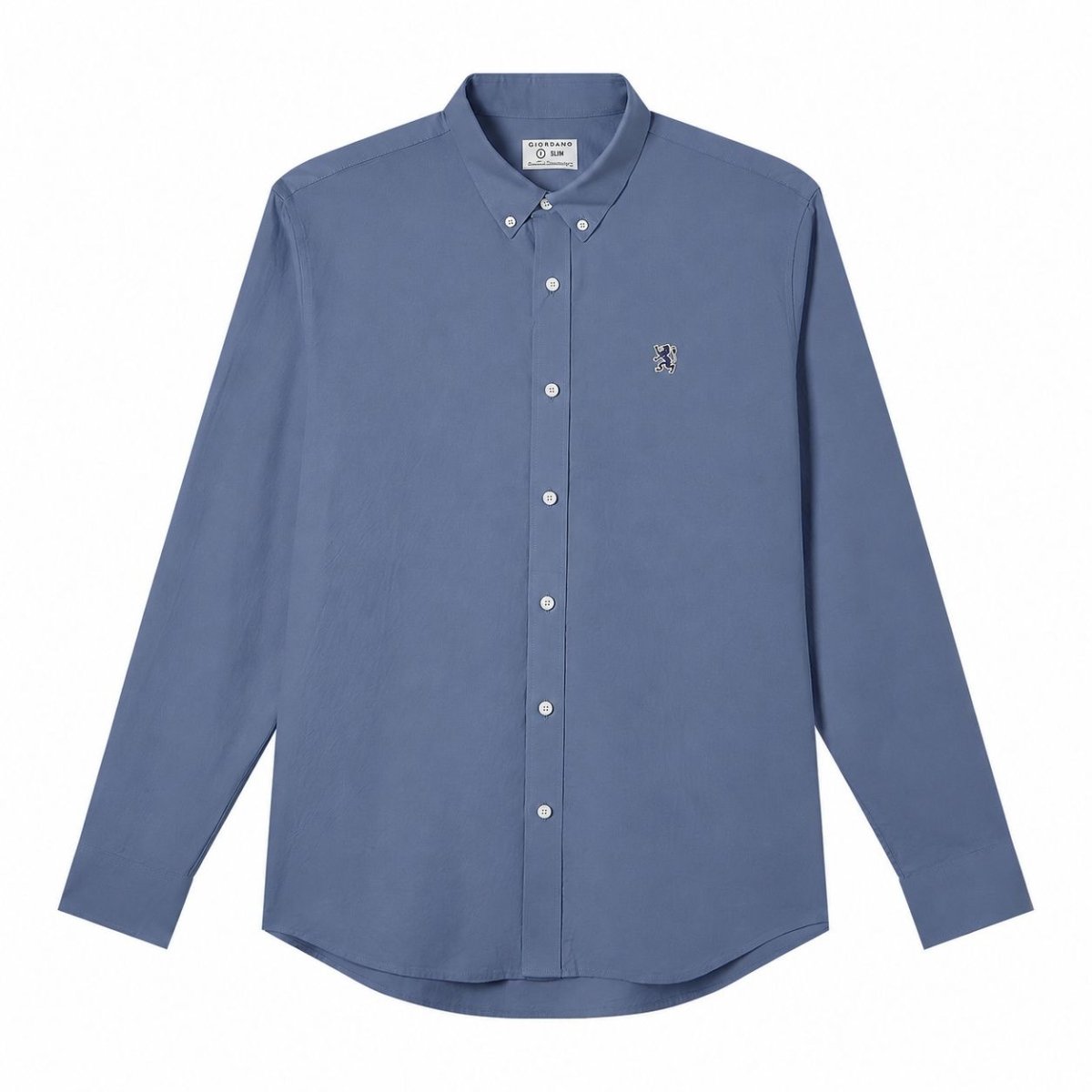 Giordano Men’s Cotton Slim Oxford Shirt with Embroidery - Premium Shirts