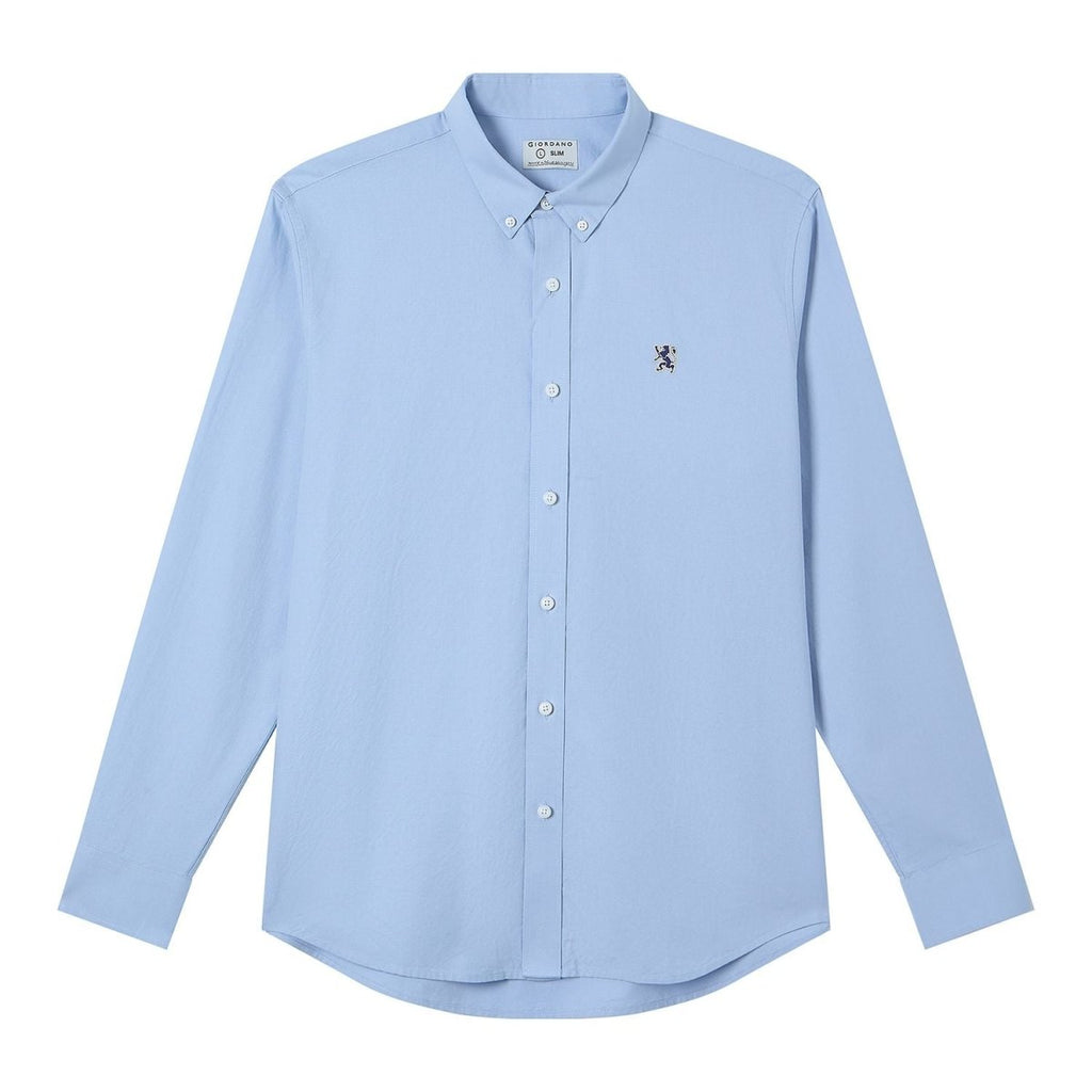 Giordano Men’s Cotton Slim Oxford Shirt with Embroidery - first_variant_option_2 Premium Shirts for Giordano
