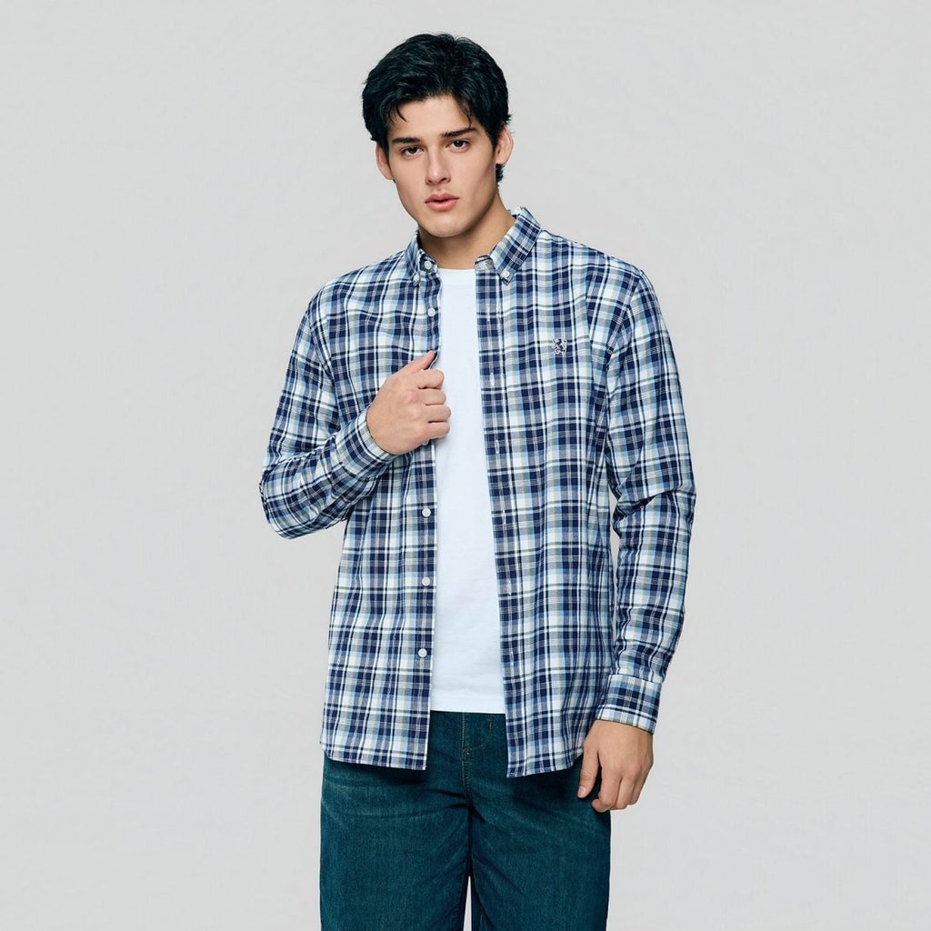 Giordano Men’s Cotton Slim Oxford Shirt with Embroidery - first_variant_option_2 Premium Shirts for Giordano