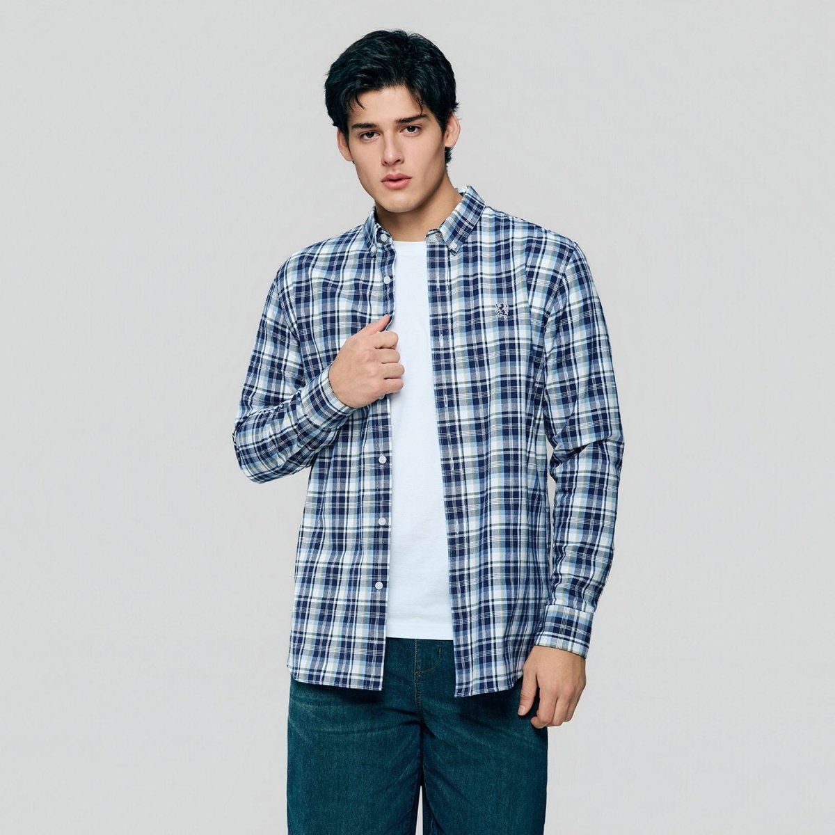 Giordano Men’s Cotton Slim Oxford Shirt with Embroidery - first_variant_option_2 Premium Shirts for Giordano