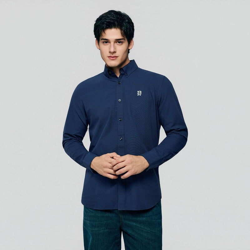 Giordano Men’s Cotton Slim Oxford Shirt with Embroidery - first_variant_option_2 Premium Shirts for Giordano