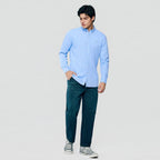 Giordano Men’s Cotton Slim Oxford Shirt with Embroidery - Premium Shirts