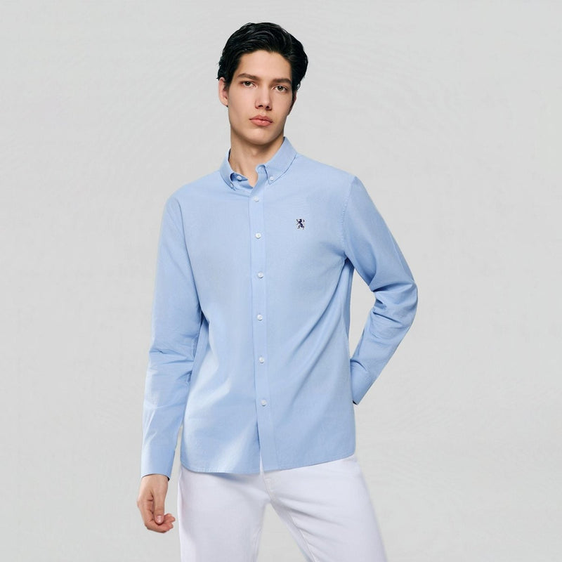 Giordano Men’s Cotton Slim Oxford Shirt with Embroidery - first_variant_option_2 Premium Shirts for Giordano