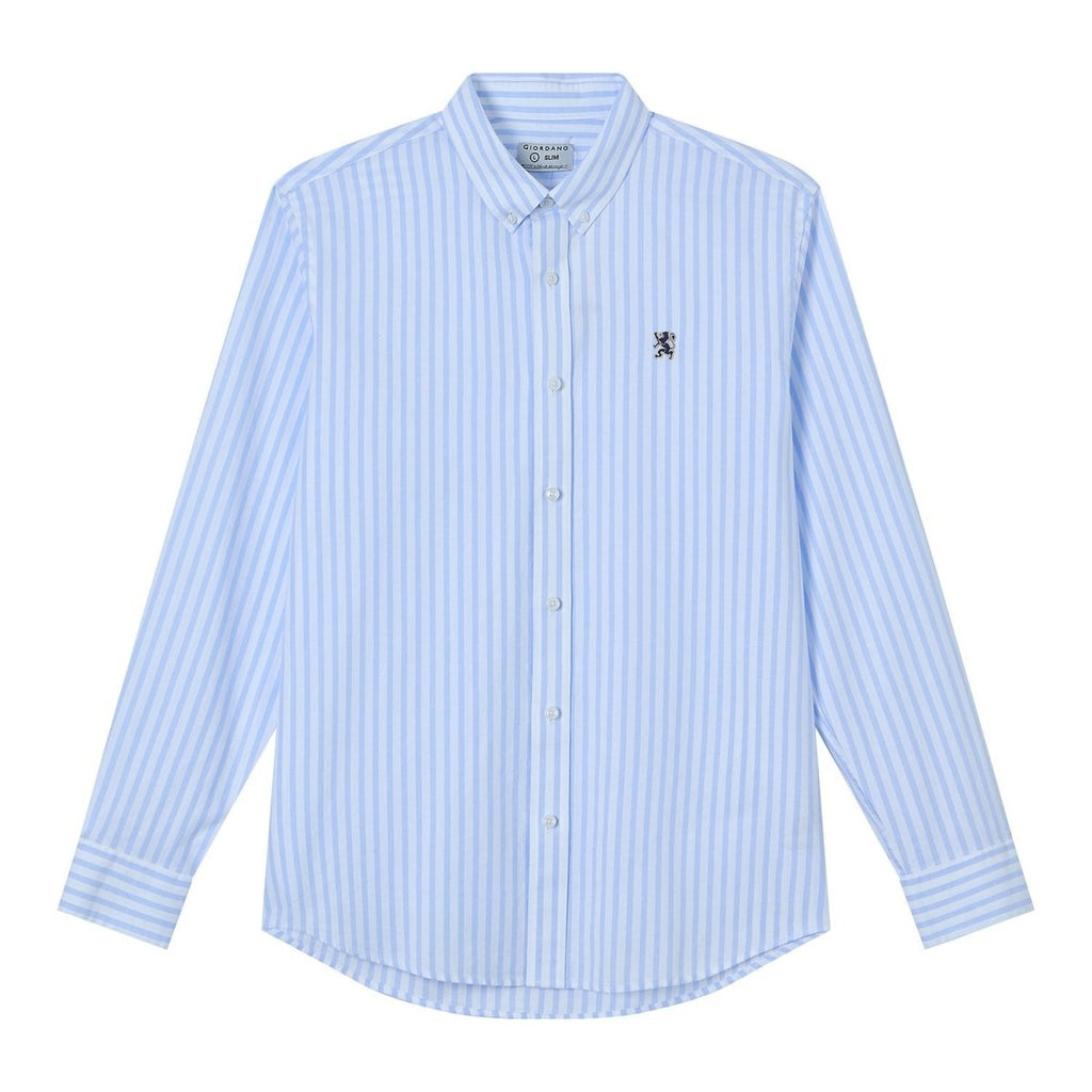 Giordano Men’s Cotton Slim Oxford Shirt with Embroidery - Premium Shirts