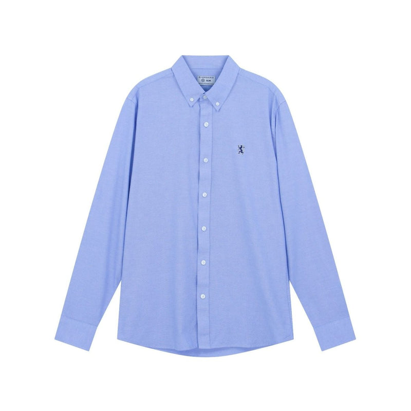 Giordano Men’s Cotton Slim Oxford Shirt with Embroidery - Premium Shirts