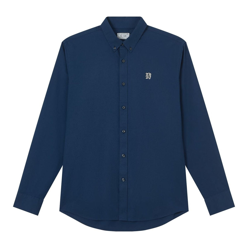 Giordano Men’s Cotton Slim Oxford Shirt with Embroidery - first_variant_option_2 Premium Shirts for Giordano