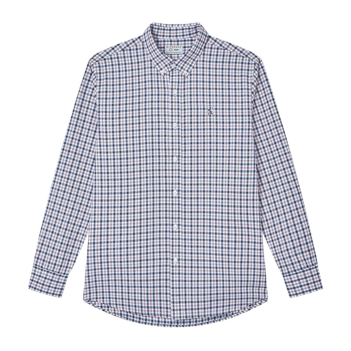 Giordano Men’s Cotton Slim Oxford Shirt with Embroidery - Premium Shirts