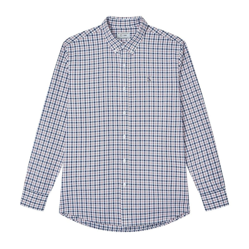 Giordano Men’s Cotton Slim Oxford Shirt with Embroidery - Premium Shirts