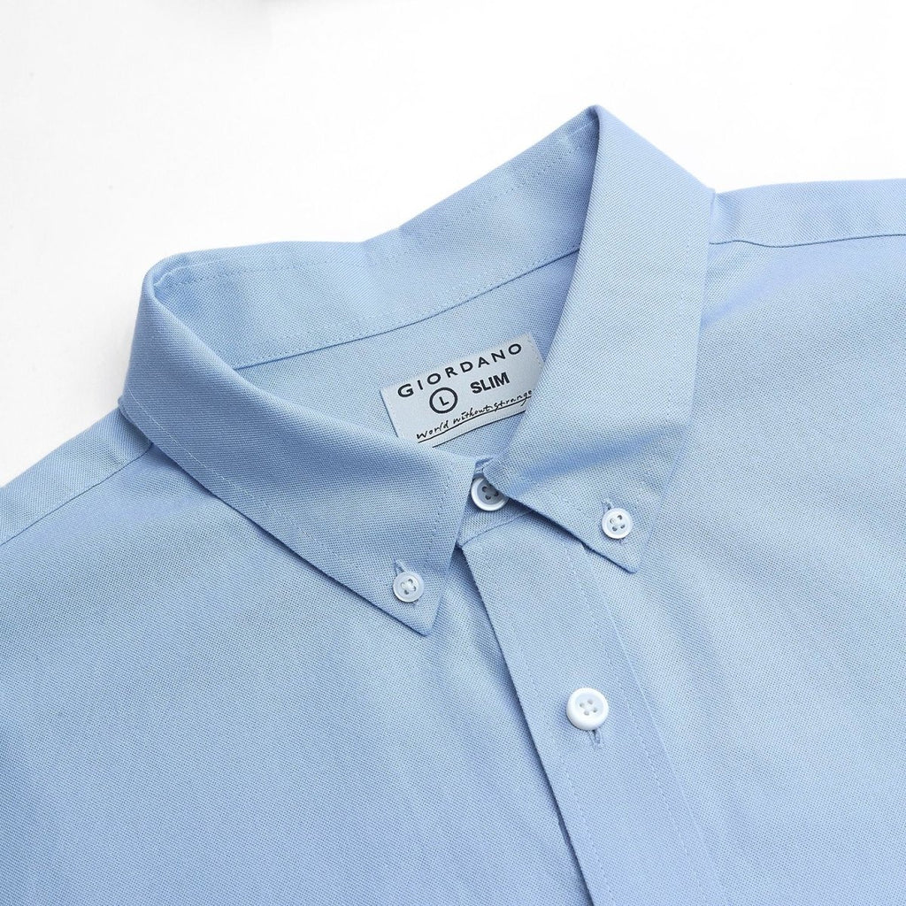 Giordano Men’s Cotton Slim Oxford Shirt with Embroidery - first_variant_option_2 Premium Shirts for Giordano