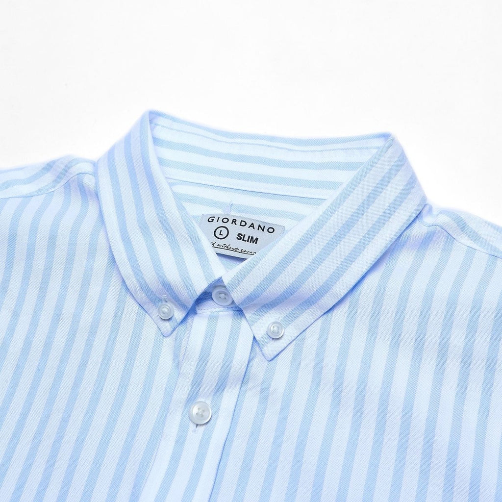 Giordano Men’s Cotton Slim Oxford Shirt with Embroidery - Premium Shirts