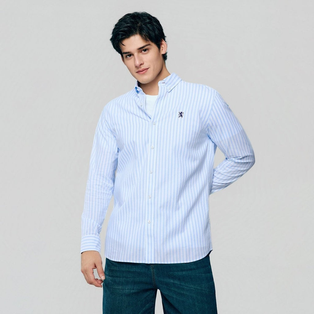 Giordano Men’s Cotton Slim Oxford Shirt with Embroidery - Premium Shirts